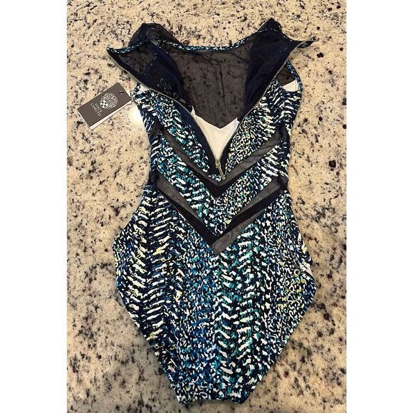 Vince Camuto High Neck One Piece Swimsuit - Abstract Animal - Picture 4 of 6